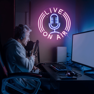 1ชิ้น ป้ายไฟนีออน "Live On Air" ใช้พลังงาน USB ป้ายไฟนีออน LED ตกแต่งผนัง สำหรับห้องนอน ห้องนั่งเรีย