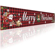 Large Merry Christmas Banner Flag Pulling, Merry Christmas Banner Flag Pulling 9.8Ft x 1.6Ft, Big Re