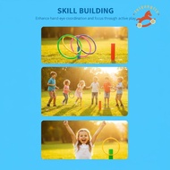 [SW] Plastic Toss Ring Game Set Colorful Lattice Jump Rings for Kids Outdoor Sports Playground Party