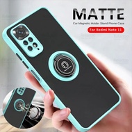 Casing for Redmi Note 11 12 Pro Plus Case Car Magnetic Holder Matte Armor Cover Note11 Note12 5G 11S