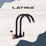 Latina Stainless Steel Rose Gold Double Wall/Pillar Sink Tap