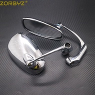 New ZORBYZ Motorcycle Chrome L-bar Retro Oval Rearview Side Mirror E9 Mark For Honda Yamaha Suzuki C