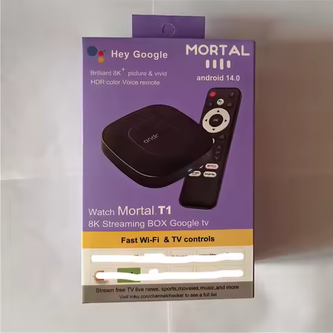 Mortal T1 TV Box Android 14.0 OS Allwinner H313 Quad Core HDR10+ 4K 2GB RAM 16GB ROM 2.4G&5G Wifi Ho