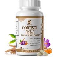 10-IN-1 Cortisol plements w/ K-66® Ashwagandha 300mg + L-Theanine 250mg, Magnesium Glycinate, Saffro