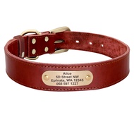 Custom Leather Dog Collar Leash Set Personalized Pet Collar Leash Free Engraved Nameplate For Small 