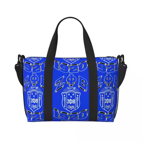 Custom Large Zeta Phi Beta Sorority Tote Bag Women Greek Letter 1920 Shoulder Shopper Beach Gym Trav