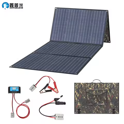 Foldable Solar Panel 200W 150W 100W 12V Portable Solar Charger Waterproof Folding Bag Flexible Solar
