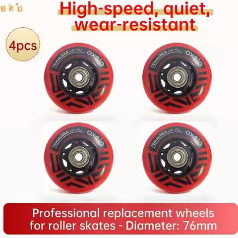 4-Piece Replacement PU Wheels 76mm with ABEC-7 Bearings, PP+PU Material Fit Inline Skates/Kids Scoot