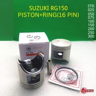 Suzuki RG150 (Quality Best) Piston + Ring set  16 pin (STD/025/050/075/100/150/200/250/300)(OEM)