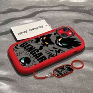 iPhone 13-創意潮牌耿鬼適用蘋果 13 手機殼 iPhone13promax 蘋果 13mini 矽膠軟殼;iPhone 13;-紅色[FC03潮牌英文耿鬼]+指環扣