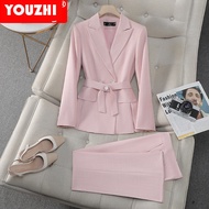 Women's office set high quality Professional long sleeve blazer and pants 2 piece business suits lad
