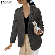 ZANZEA Women Korean Daily Casual Striped Pockets Long Sleeves Blazer