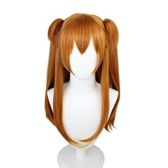 Asuka Cosplay Wig Orange Tiger Mouth Clip Double Ponytail Long Anime High Temperature Wire Wig Role-playing Evangelion Props