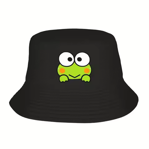 Keroppi Bucket Hat Harajuku Fisherman Caps For Unisex Classic Vacation Sun Hats Breathable Custom Ca