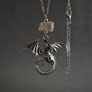 暗龍項鍊煙晶龍槍金屬吊墜項鍊