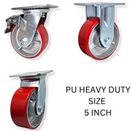 MERAH Heavy Duty Red Pu Wheels Caster Wheels Trolley / Trolley / Trolley Polyurethane Red Heavy Duty