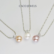 CACO Premium Grade Freshwater Pearl Necklace 925 Silver White Gold Plated "Grace" (1 Piece)