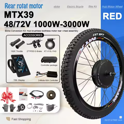 MTX Rim Electric Bike Conversion Kit 48/72V 1000W-3000W Rear Brushless Hub Motor Wheel 26/27.5/inch7