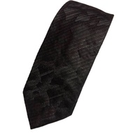 Black Pleated Silk Tie With Built-In Pattern Quality Brand Standard Size 10 X 150 cm (4 Inches)