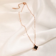 [ Bayar Ditempat ] Kalung Titanium Black Clover Rose Gold Anti Karat Selamanya /Kalung Titanium Dewa