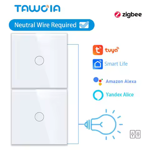 TAWOIA Zigbee Smart Touch Switch 1/2/3Gang 2Way Stair Switch Tuya Smart Life Google Alexa Voice Cont