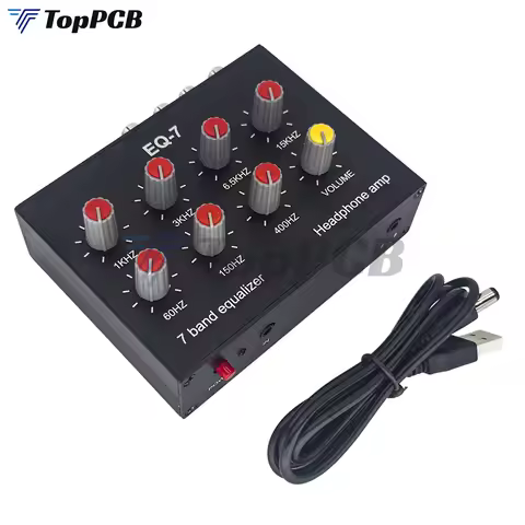 Audio EQ-7 Audio Signal Preamplifier 7 Band Equalizer Adjust High School Bass Sound Phone Computer H