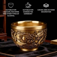 NONEDYODYER5 Hundred Blessings Cup, Gold Retro Dragon Phoenix Cup, Vintage Traditional Desktop Ornam