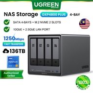 UGREEN NASync DXP4800 Plus 136TB NAS Cloud Data File Storage Backup SATA 4-Bay M.2 NVMe SSD Hard Dri