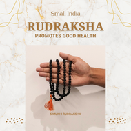 {**ส่งฟรี**} SMALL INDIA 📿🕉️ 5 Mukhi Black Rudraksha Mala Beads 📿🕉️ Rudraksha Mala