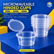 【 50pcs 】Microwaveable Hinged Cups Disposable Sauce Cups 1oz 2oz 3oz