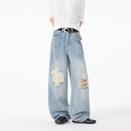 Original Clothes Room · Atelier🔥Super All-Match🏖️Ice Blue Ripped Narrow Version Straight Jeans Women