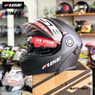 หมวกกันน็อคยกคาง Fuse Rimax มีแว่นกันแดดในตัว ดีไซน์สปอร์ต มาตรฐาน มอก. a MATTE GREY ML 55-58