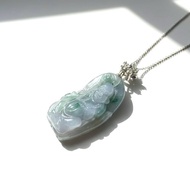 冰紫飄花翡翠彌勒佛項鍊 925純銀墜頭 | 天然緬甸玉翡翠A貨 |送禮