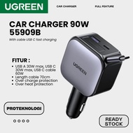 UGREEN 55909B Nexode Fast Car Charger Retractable Cable Type C 90W
