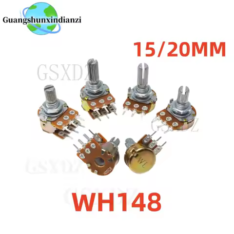 10PCS WH148 3pin 6pin 15mm 20mm B1K B2K B5K B10K B20K B50K B100K B250K B500K B1M Potentiometer 1K 2K