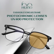 HUNO Photochromic Glasses – Unisex Fashionable Square Frame with Premium Blue Light Blocking - K98