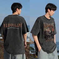 PUERTO Washed Men's T-shirt YLBOILING ENJOY FREED Men's Oversize shirt Street Style T-shirt Premium 
