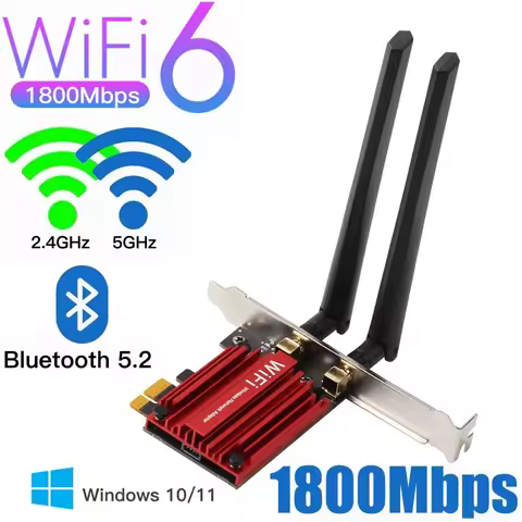 20pc 2 in 1 1800Mbps WIFI 6 PCI-E Wireless Network Card AX1800 802.11AX Dual Band PCI e WIFI PCIE Ad