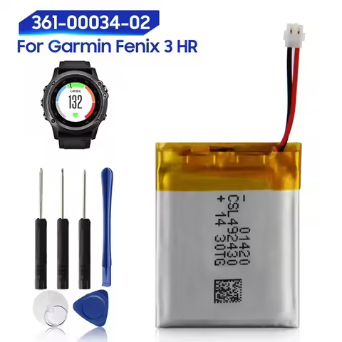 Replacement Battery For Garmin Fenix 3 Fenix3 F3 HR GPS Sports Watch Battery 361-00034-02 Rechargeab