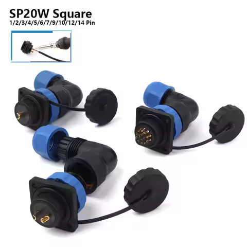 SP20 IP68 Waterproof Quick Connector Socket Multipole Plug Dustproof Right angle Square Industrial A