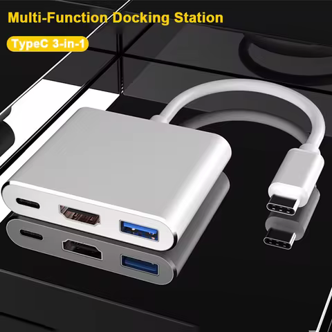 USB C HUB 3in1 Type C 3.0 to HDMI-compatible Docking Station PD Fast Charge 4K HDMI Adapter Splitter