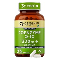 Carbamide Forte Coenzyme Q10 | CoQ10 Supplement 300mg with Selenium 40mcg | Coq10 Ubiqinol Supports 