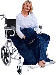 Keyocean Wheelchair Blanket, Lightweight Warm Lap Blacket for Elderly, Indigo Blue