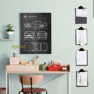 CAR bmw E34 M5 BLUEPRINT POSTER - WOODEN POSTER WALL DECORATION