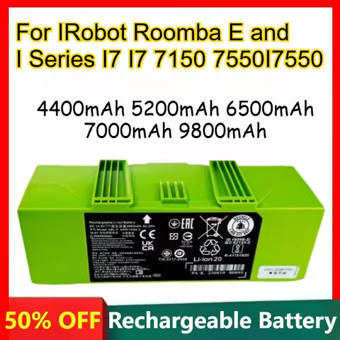 Lithium Battery for IRobot Roomba E and I Series I7 I7 7150 7550 I7550 Large Capacity Rechargeable B