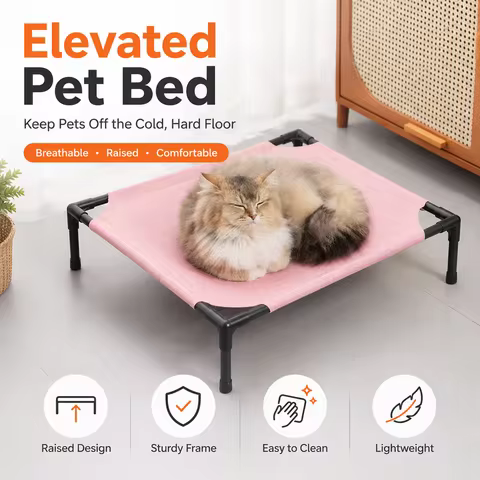 Pet Camping Bed Elevated Bed for Dogs Folding Puppy Camping Bed Cat House Portable Removable Washabl