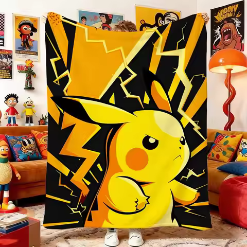 P-Pokemon Cartoon Blanket for Bed Sofa Home Decor Soft Thickened Plush Warm Throw Air Conditioning R