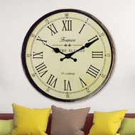 Modern American Retro Round Clock Modern Minimalist Decoration Living Room Wall Clock Entrance Wall 