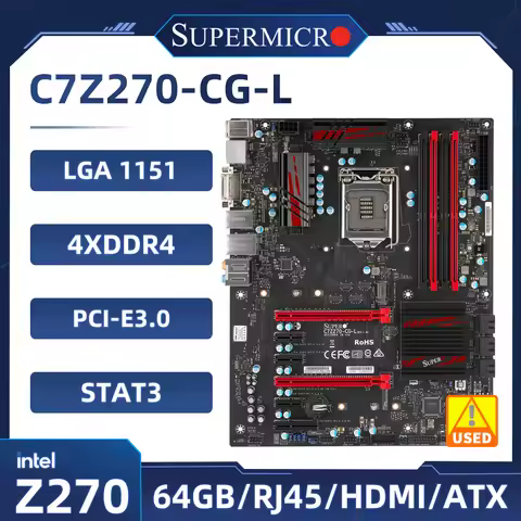 Supermicro Intel Z270 Motherboard C7Z270-CG-L Motherboard DDR4 2800(OC) 64GB ATX support i3-7100 i5-