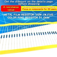 50pcs 1% Metal Film Resistor 1/2W 1% 1Ω~4.7MΩ 0.5W 4.7 10 47 100 200 470 910 1K 4.7K 10K 22K 100K 22
